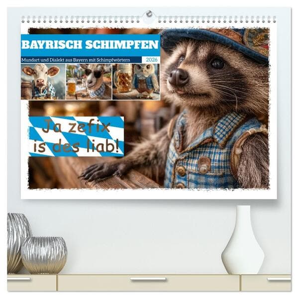 Bayrisch schimpfen - Mundart und Dialekt aus Bayern mit Schimpfwörtern (hochwertiger Premium Wandkalender 2026 DIN A2 quer), Kunstdruck in Hochglanz