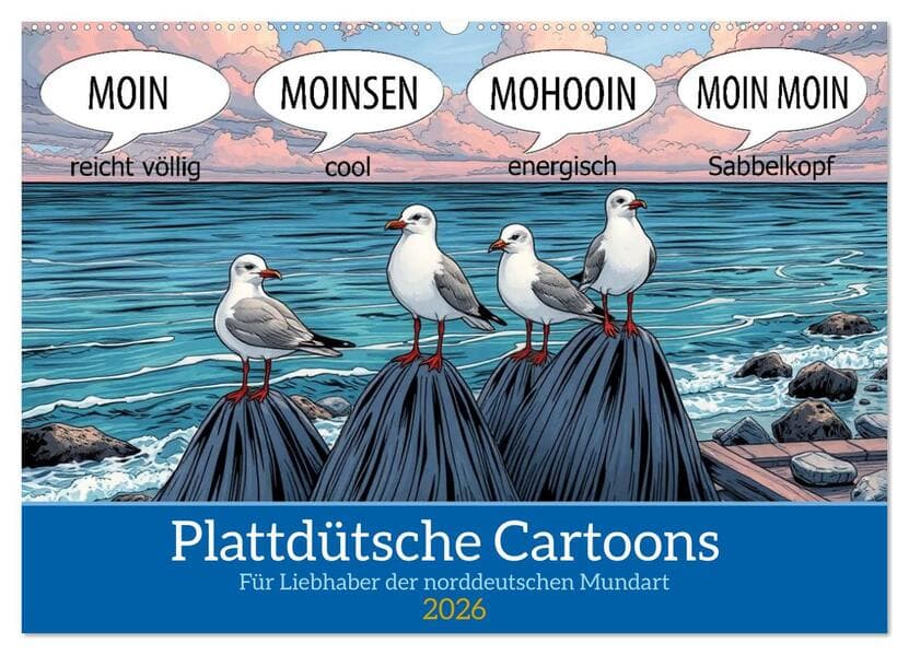 Plattdütsche Cartoons (Wandkalender 2026 DIN A2 quer), CALVENDO Monatskalender