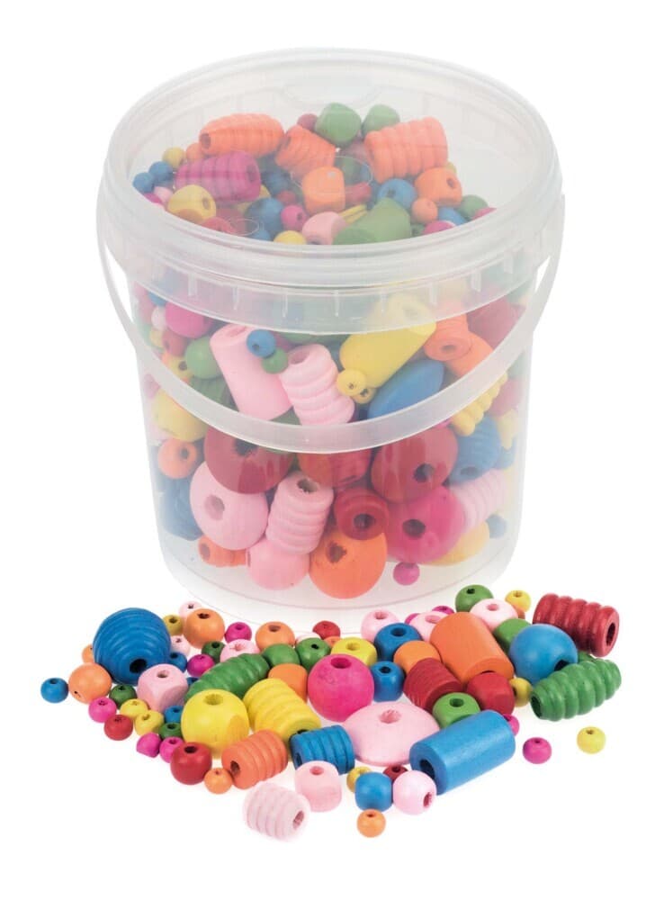 Holzperlen Formenmix bunt 250g FSC Ahorn