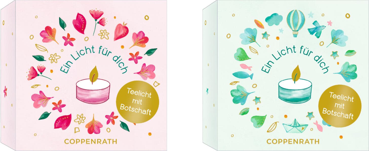 Teelicht mit Botschaft - Ein Licht für dich (rosa, grün)