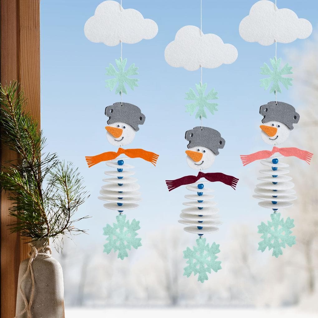 Bastelset - Erstes Fädeln Filzgirlande Schneemann