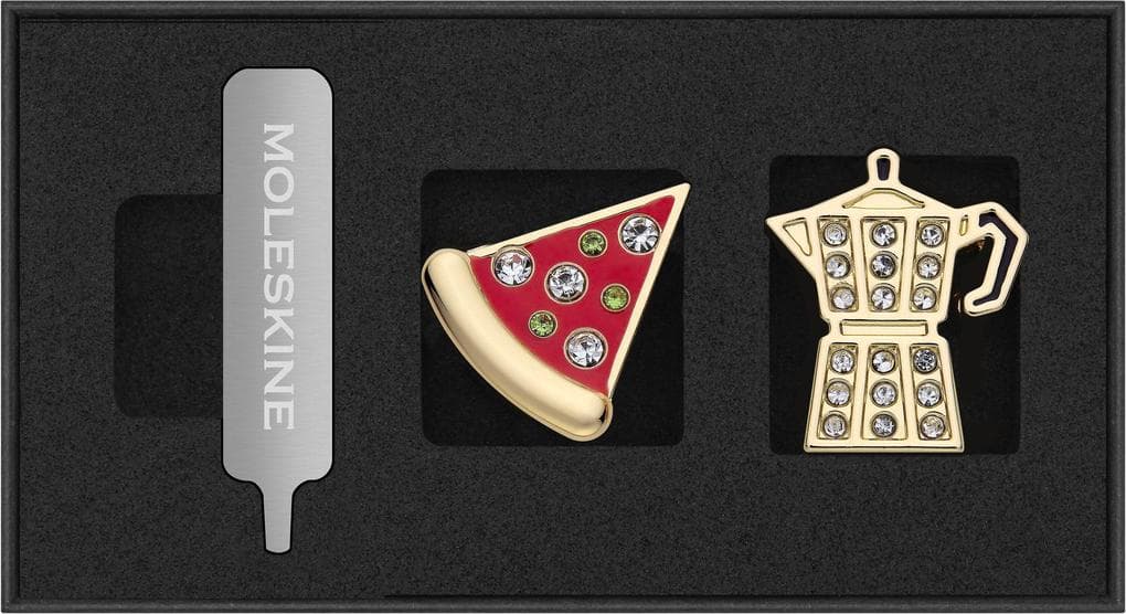 Moleskine Country Pins Italien (2er-Set), Pizza + Mokka