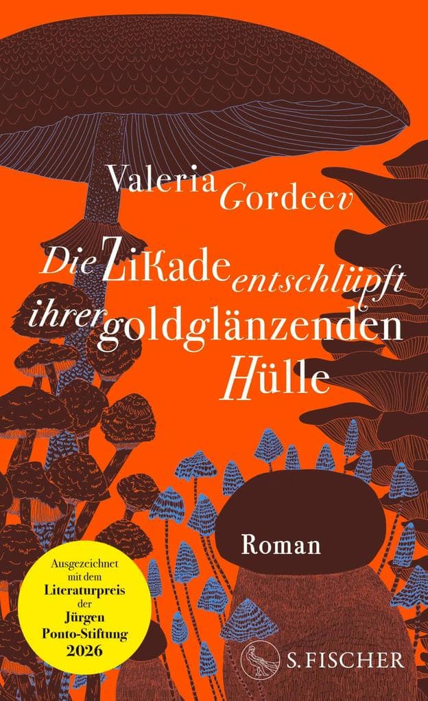 Die Zikade entschlüpft ihrer goldglänzenden Hülle