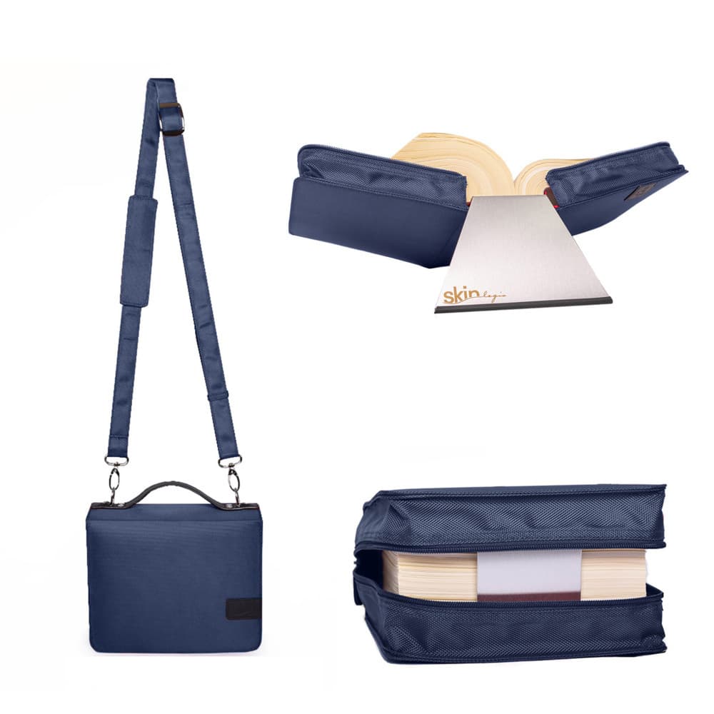 SartoriusSKIN Tasche BASIC Gr. L in Marine-Blau mit Tragegurt & Buchstütze