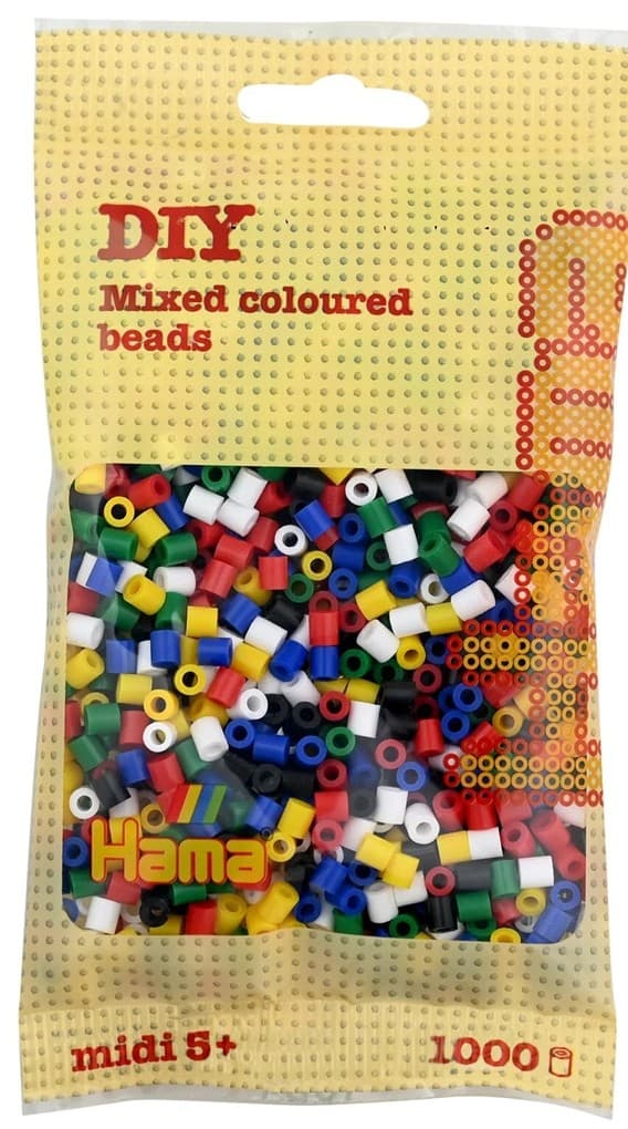 Hama - Perlenbeutel 1000 Stück, Mix 6 Farben