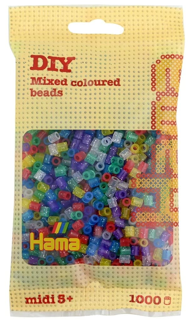 Hama - Bügelperlen im Beutel, ca 1000 Stck, Glittermix