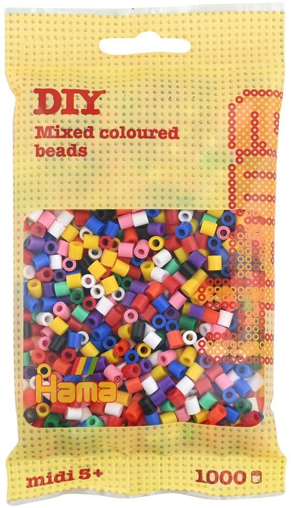 Hama - Perlenbeutel 1000 Stück Mix, 10 Farben